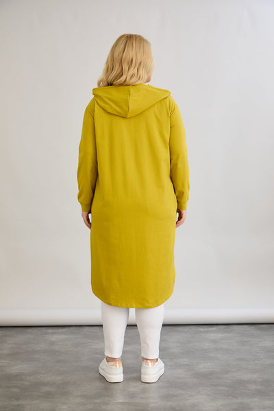 Baumwoll-Tunika-Kleid mit Print - Senffarbe