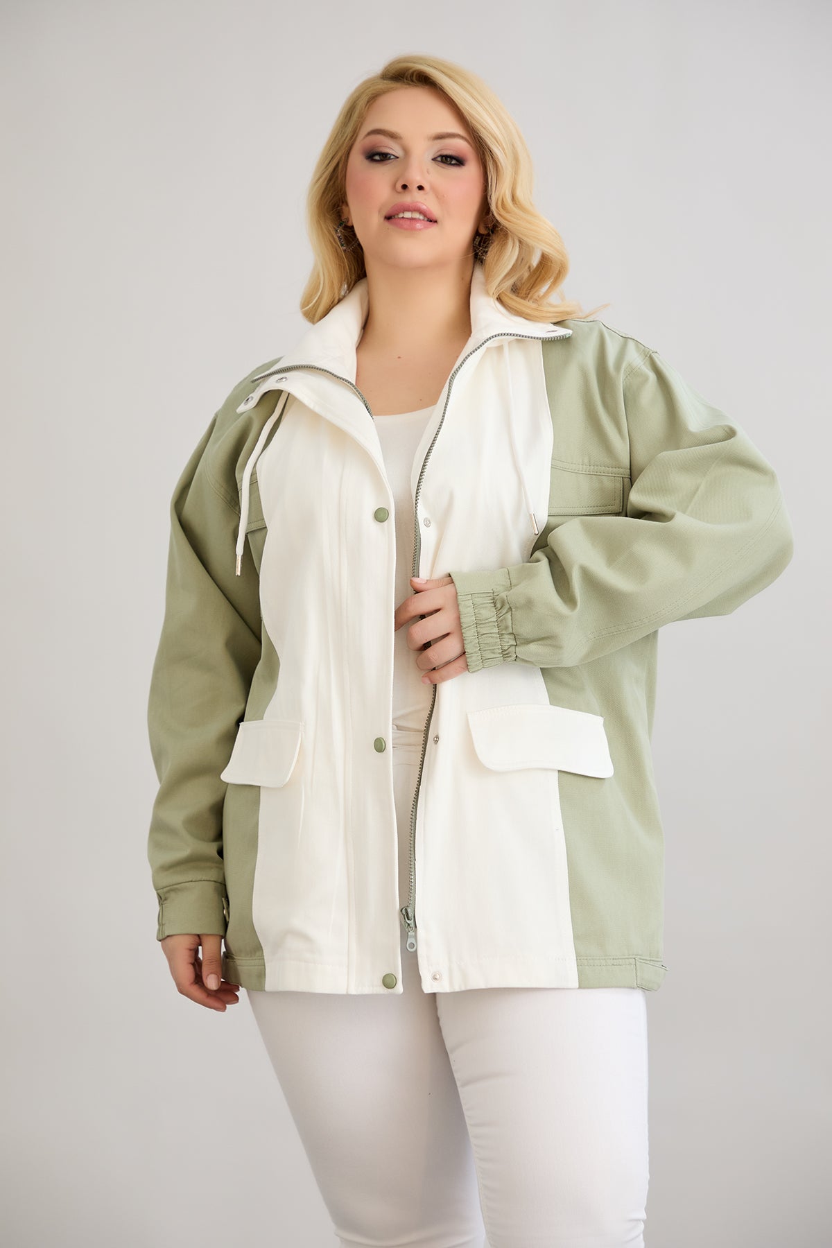 Пролетно яке памук с качулка - двуцветно големи Größeи