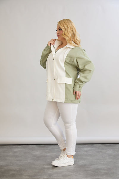 Frühlingsjacke aus Baumwolle mit Kapuze - zweifarbig