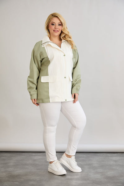 Frühlingsjacke aus Baumwolle mit Kapuze - zweifarbig