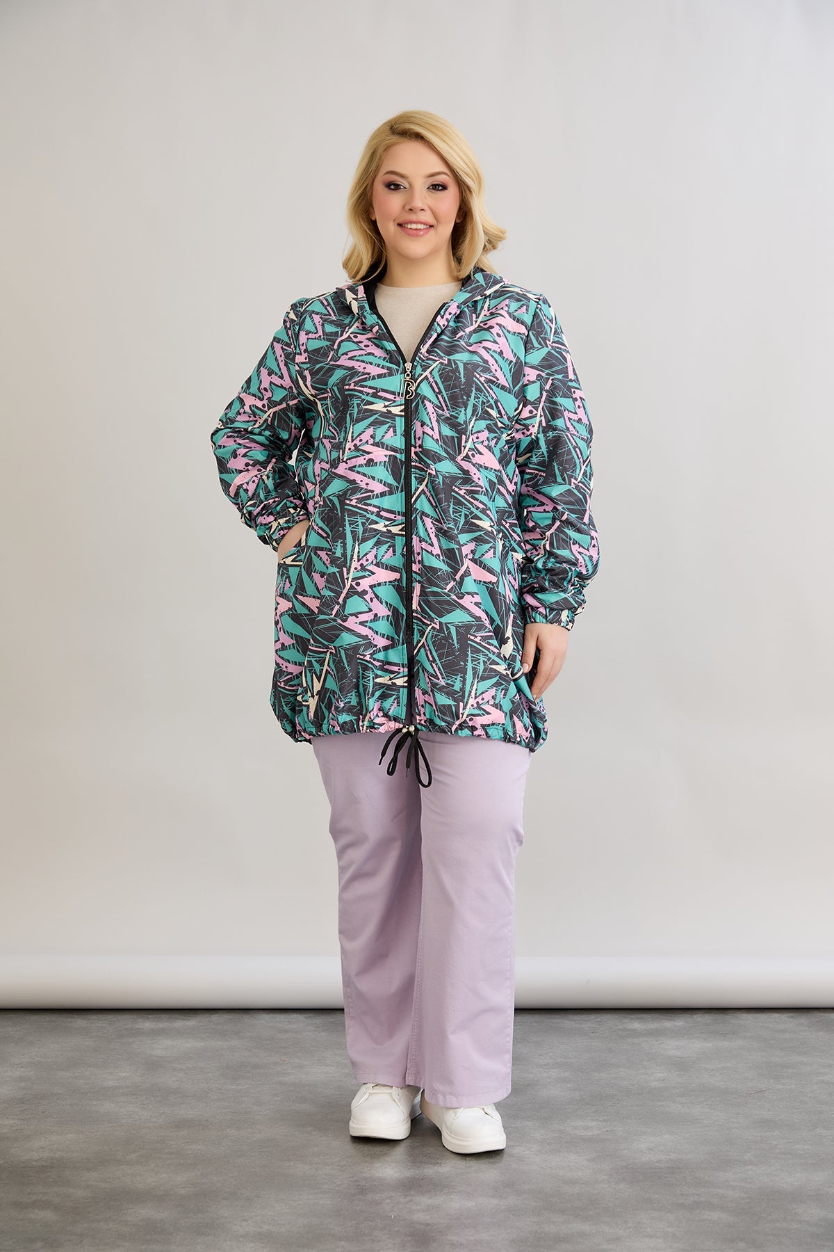 Leichte Frühlingsjacke mit Print und Baumwollfutter - Multifarbe