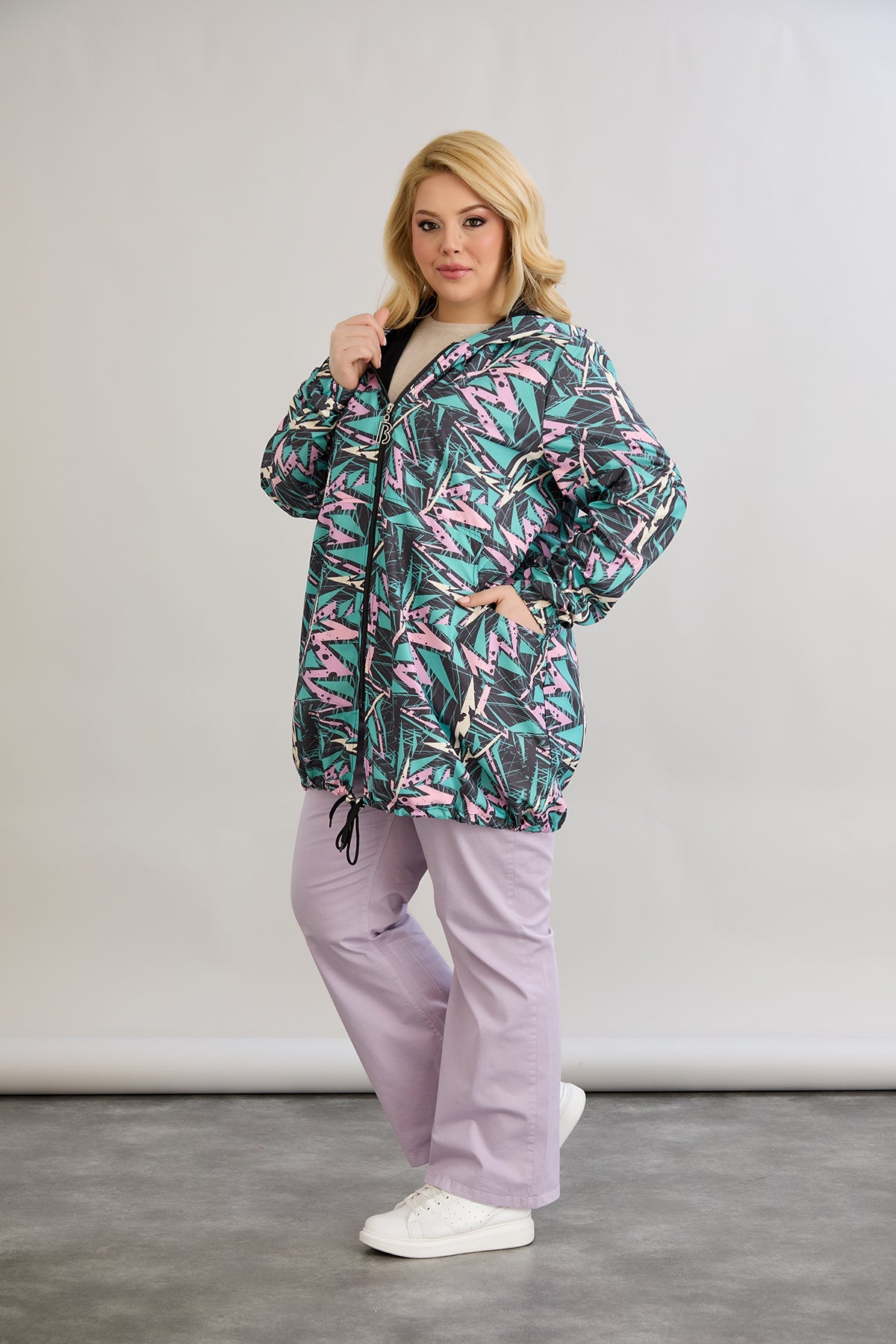 Leichte Frühlingsjacke mit Print und Baumwollfutter - Multifarbe
