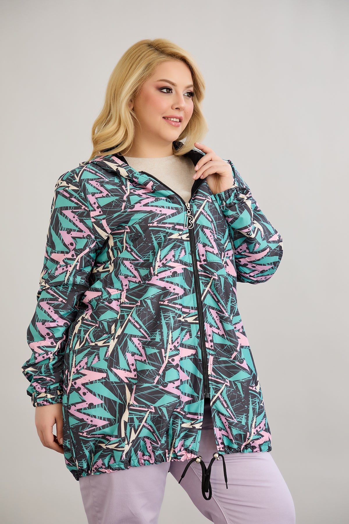 Leichte Frühlingsjacke mit Print und Baumwollfutter - Multifarbe