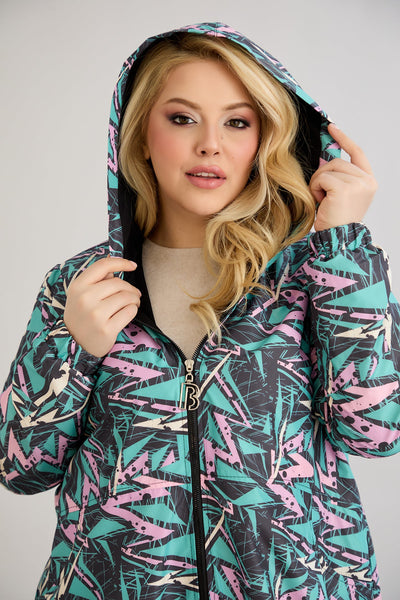 Leichte Frühlingsjacke mit Print und Baumwollfutter - Multifarbe