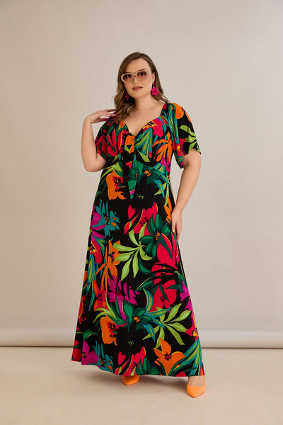 Langes Sommerkleid aus elastischem Material