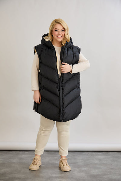 Warme Weste – Oversize - Schwarz