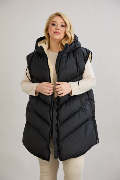 Warme Weste – Oversize - Schwarz