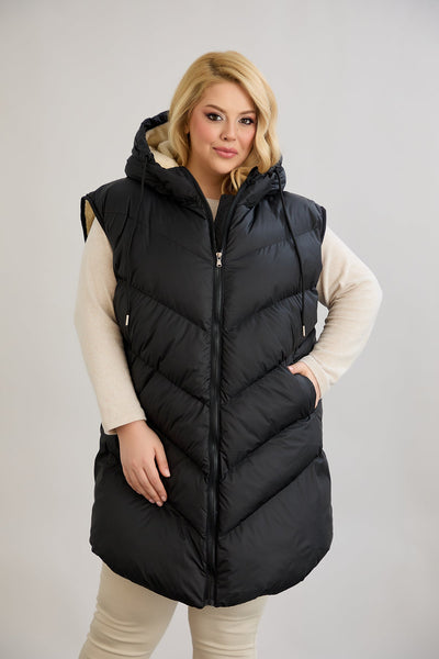 Warme Weste – Oversize - Schwarz