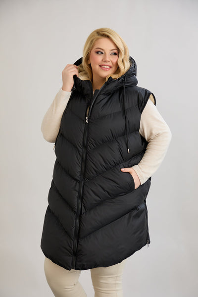 Warme Weste – Oversize - Schwarz