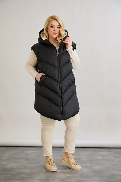 Warme Weste – Oversize - Schwarz