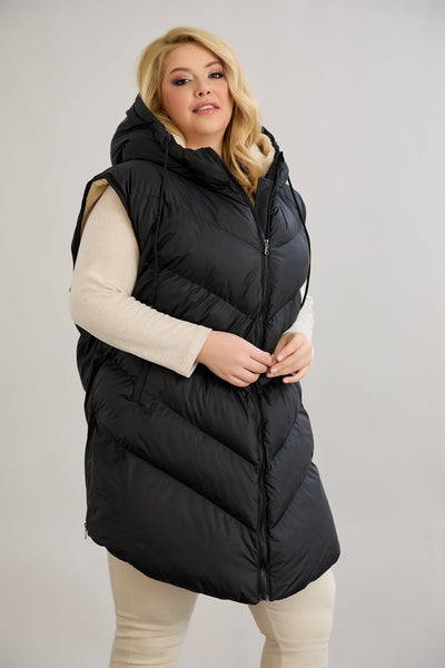 Warme Weste – Oversize - Schwarz