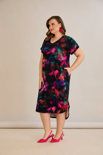 Sommerkleid mit Rückenschleife und V-Ausschnitt