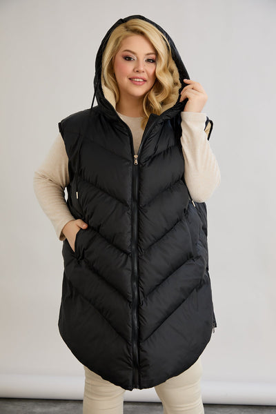 Warme Weste – Oversize - Schwarz