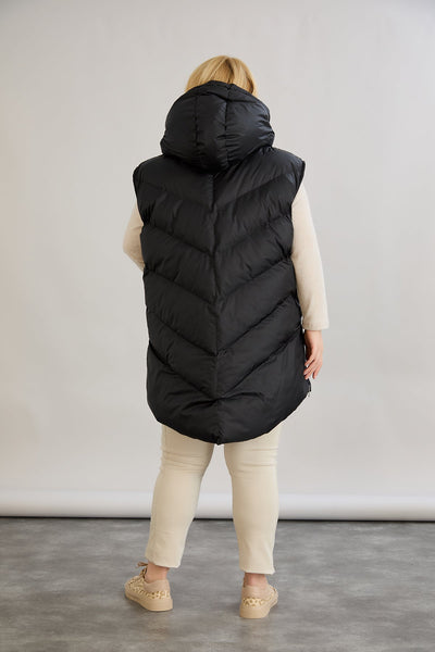 Warme Weste – Oversize - Schwarz