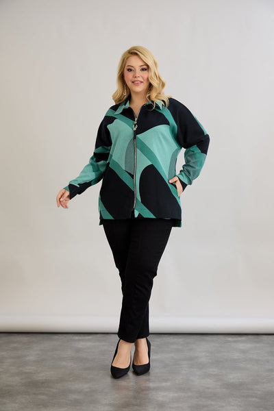 Strickjacke mit Reißverschluss und Taschen