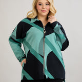 Strickjacke mit Reißverschluss und Taschen in Übergrößen