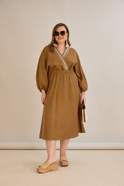Elegantes Kleid aus Tencel - Kaffee - 10964