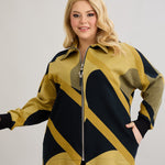 Strickjacke mit Reißverschluss und Taschen in Übergrößen