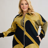 Strickjacke mit Reißverschluss und Taschen in Übergrößen