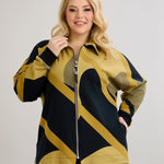 Strickjacke mit Reißverschluss und Taschen – Senffarbe