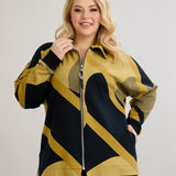Strickjacke mit Reißverschluss und Taschen – Senffarbe