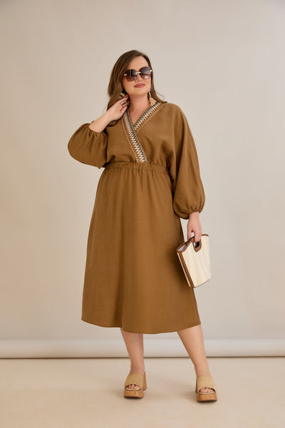 Elegantes Kleid aus Tencel - Kaffee - 10964
