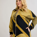 Strickjacke mit Reißverschluss und Taschen – Senffarbe