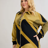 Strickjacke mit Reißverschluss und Taschen – Senffarbe