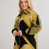 Strickjacke mit Reißverschluss und Taschen – Senffarbe