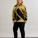 Strickjacke mit Reißverschluss und Taschen – Senffarbe