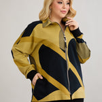Strickjacke mit Reißverschluss und Taschen – Senffarbe