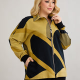 Strickjacke mit Reißverschluss und Taschen – Senffarbe