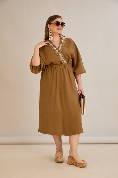 Elegantes Kleid aus Tencel - Kaffee - 10964