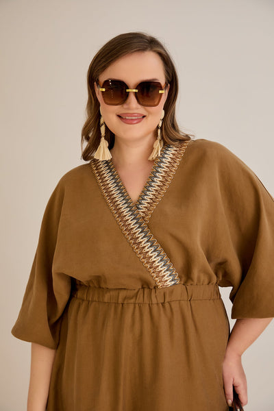 Elegantes Kleid aus Tencel - Kaffee - 10964