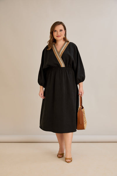 Elegantes  Kleid aus Tencel - Schwarz - 10964
