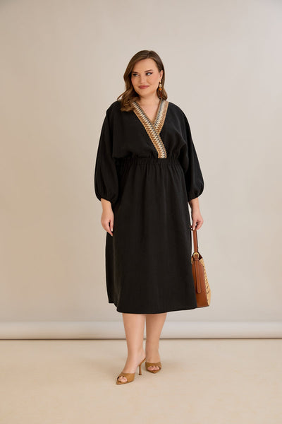Elegantes  Kleid aus Tencel - Schwarz - 10964