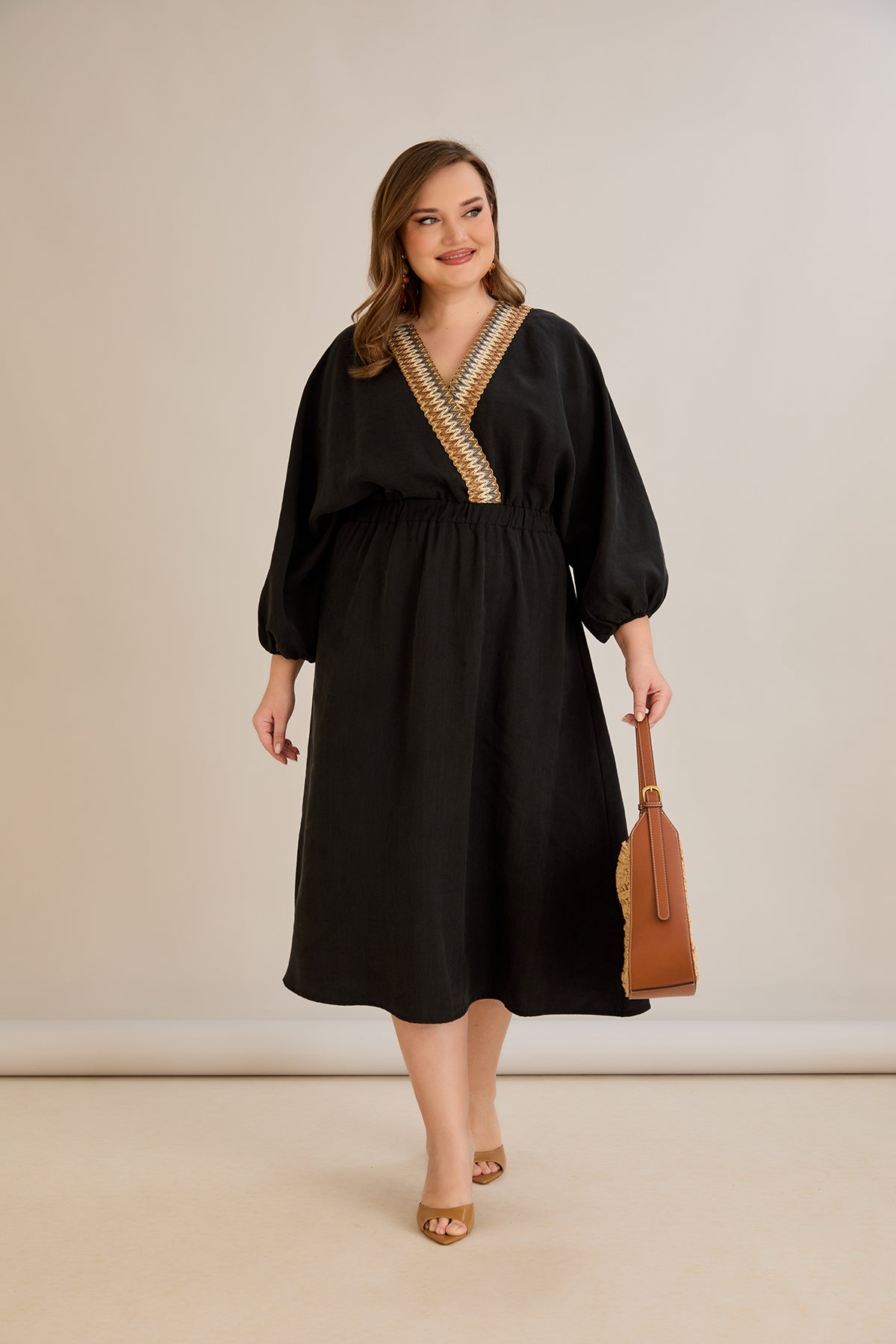 Elegantes  Kleid aus Tencel - Schwarz - 10964
