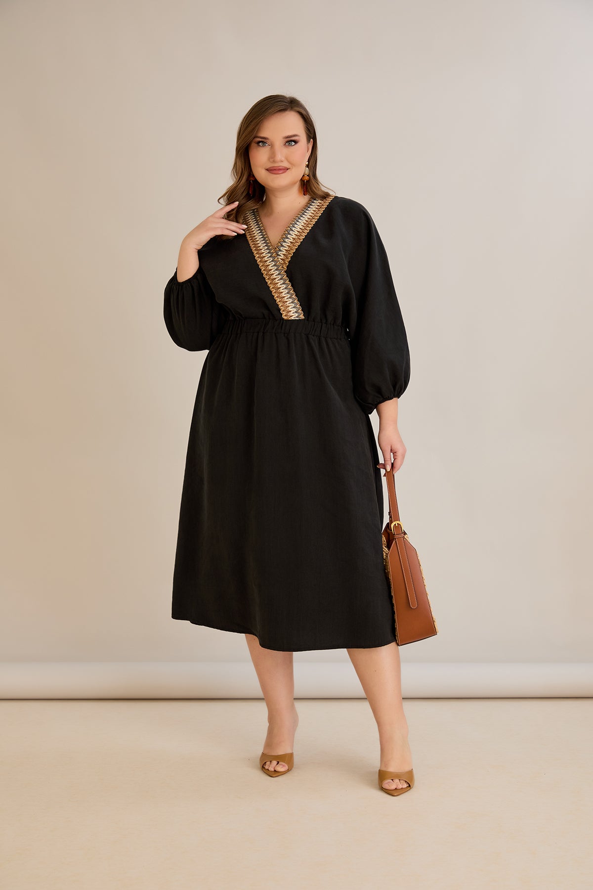 Elegantes  Kleid aus Tencel - Schwarz - 10964