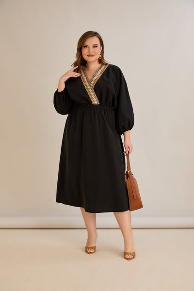 Elegantes  Kleid aus Tencel - Schwarz - 10964