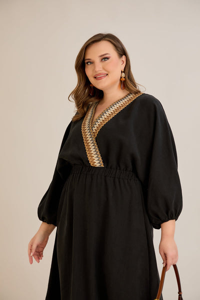 Elegantes  Kleid aus Tencel - Schwarz - 10964