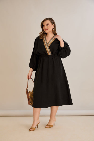Elegantes  Kleid aus Tencel - Schwarz - 10964