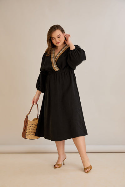 Elegantes  Kleid aus Tencel - Schwarz - 10964