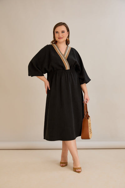 Elegantes  Kleid aus Tencel - Schwarz - 10964
