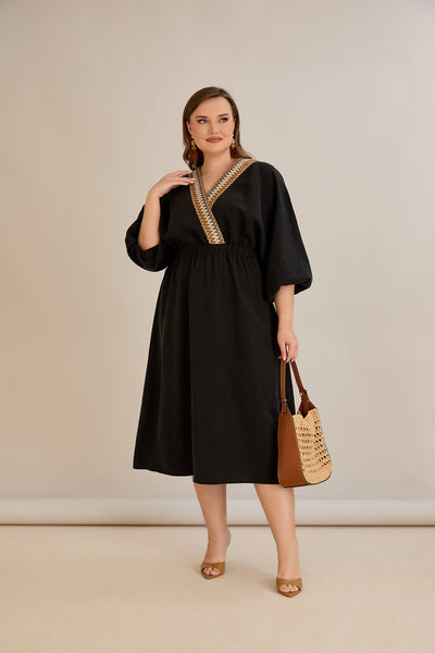 Elegantes  Kleid aus Tencel - Schwarz - 10964