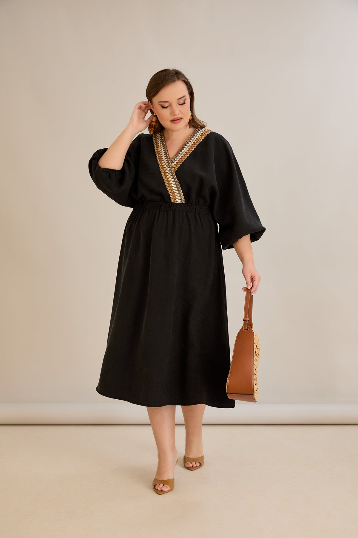 Elegantes  Kleid aus Tencel - Schwarz - 10964
