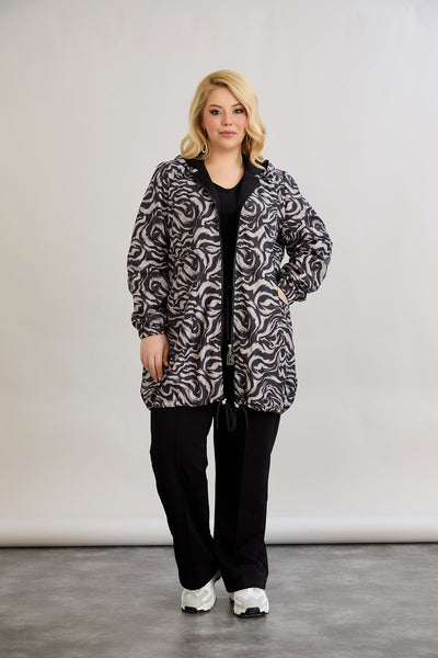 Leichte Frühlingsjacke mit Print und Baumwollfutter - Schwarz/Weiß