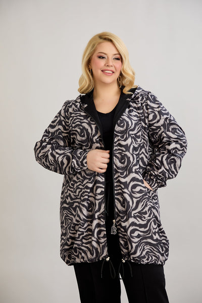 Leichte Frühlingsjacke mit Print und Baumwollfutter - Schwarz/Weiß