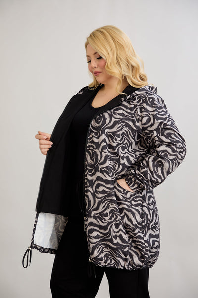 Leichte Frühlingsjacke mit Print und Baumwollfutter - Schwarz/Weiß
