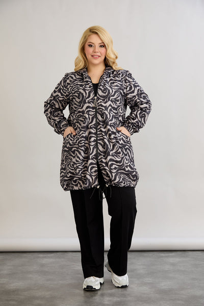 Leichte Frühlingsjacke mit Print und Baumwollfutter - Schwarz/Weiß