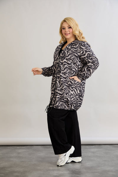 Leichte Frühlingsjacke mit Print und Baumwollfutter - Schwarz/Weiß